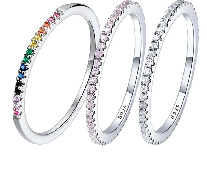 925 Sterling Silver Diamond Stackable Ring