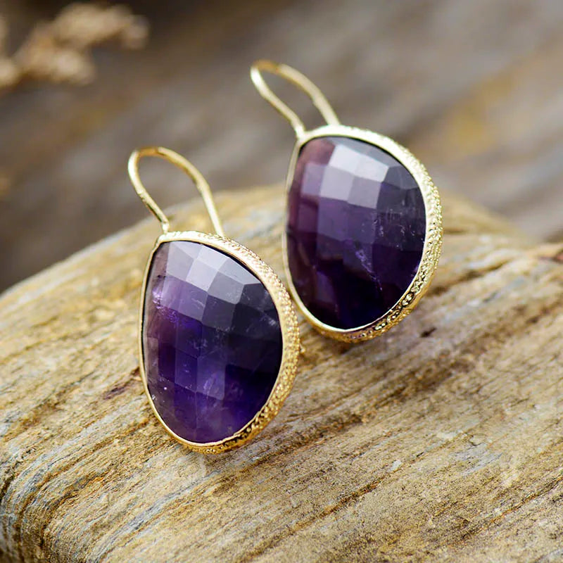 Natural Gemstone Dangle Earrings