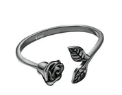925 Sterling Silver Black Rose Open Ring
