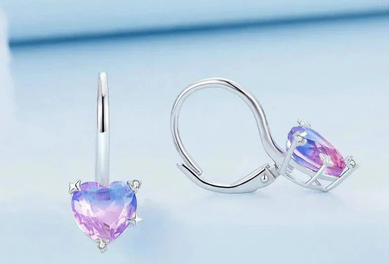 925 Sterling Silver Heart Hoop Earrings