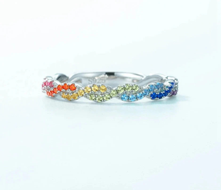 925 Silver Rainbow CZ Rings