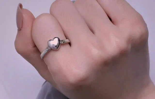 925 Sterling Silver Heart-shaped Chain Ring