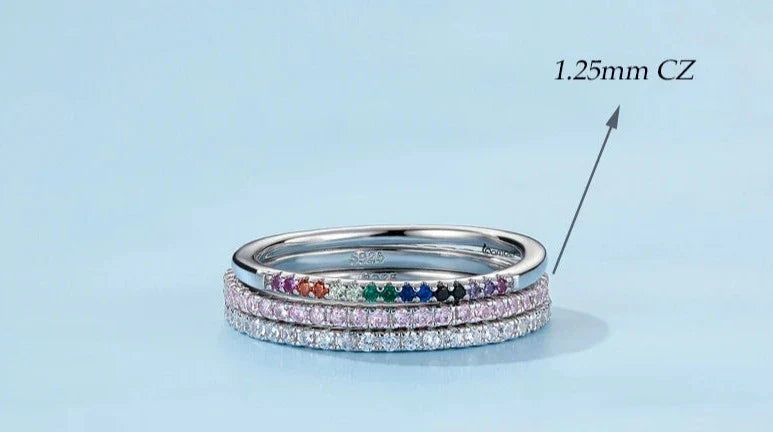 925 Sterling Silver Diamond Stackable Ring