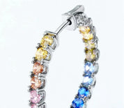 925 Silver Rainbow Colorful Zicron Earrings