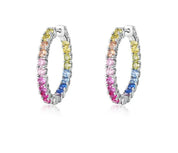 925 Silver Rainbow Colorful Zicron Earrings