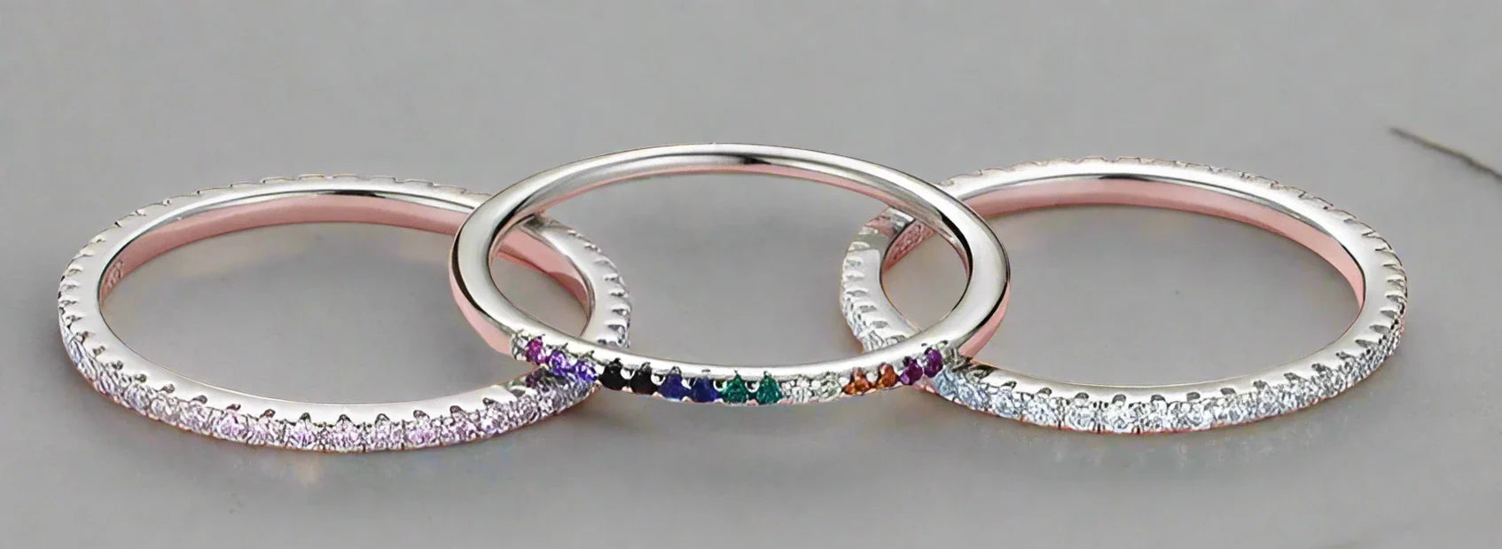 925 Sterling Silver Diamond Stackable Ring