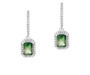 925 Silver 4*4mm Natural Moss Agate Drop Earrings