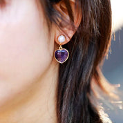Natural Stone Heart Stud Earrings For Women Classic Semi Precious Mother's Day Jewelry