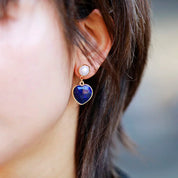Natural Gemstone Heart-Shaped  Choker Necklace & Stud Earrings