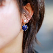 Natural Stone Heart Stud Earrings For Women Classic Semi Precious Mother's Day Jewelry