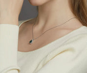 925 Silver Water Drop Moss Agate Pendant Necklace