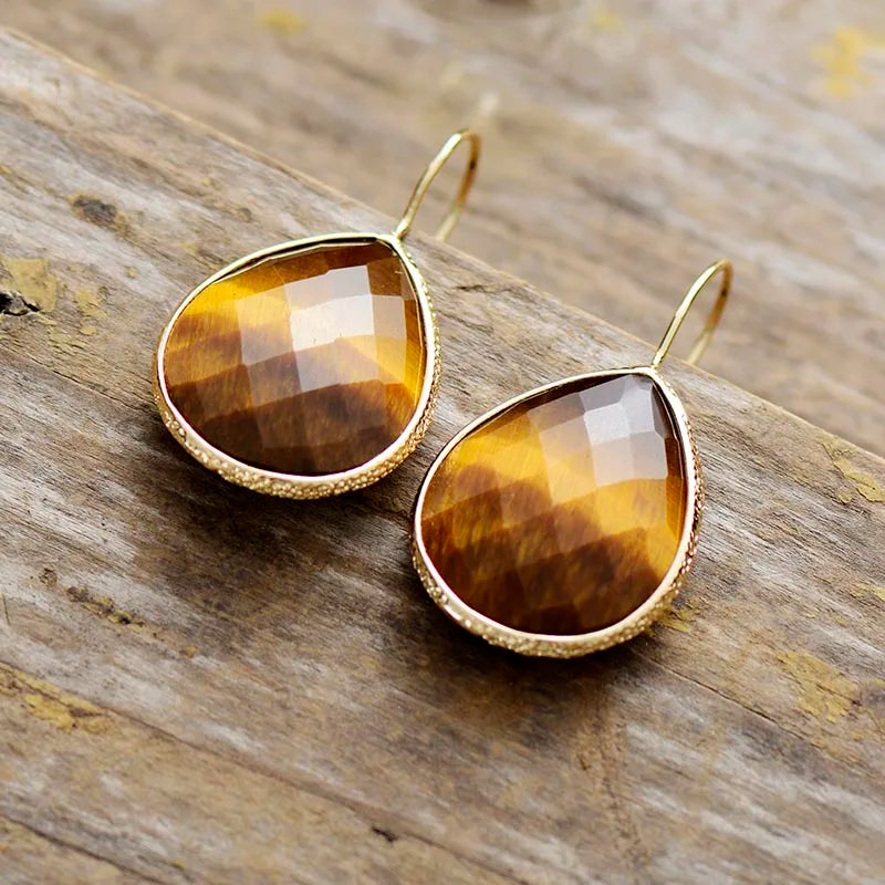Natural Gemstone Dangle Earrings