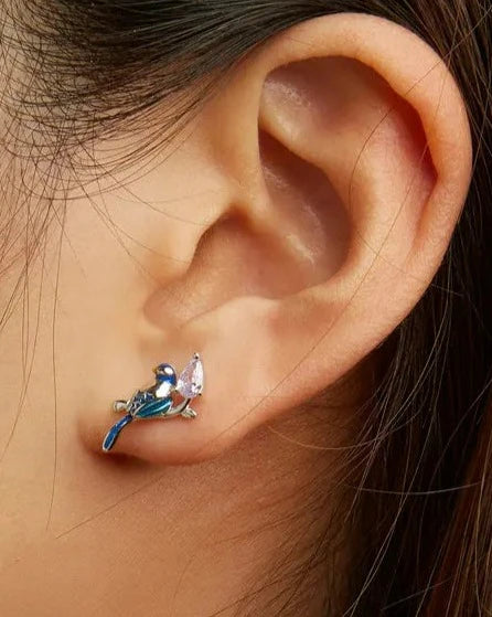 925 Sterling Silver Dainty Birds Earrings