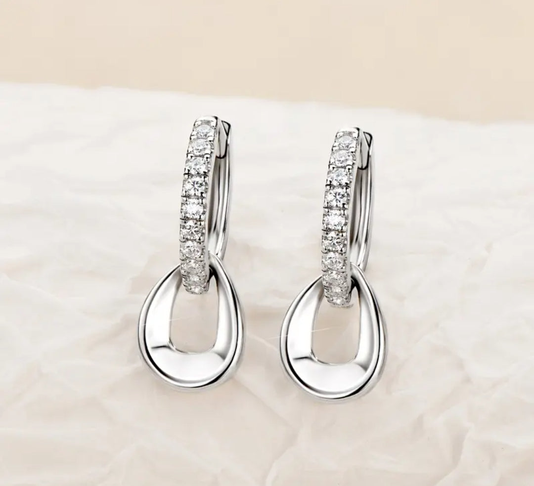925 Silver 1.3mm 0.01CT Moissanite Drop Earrings