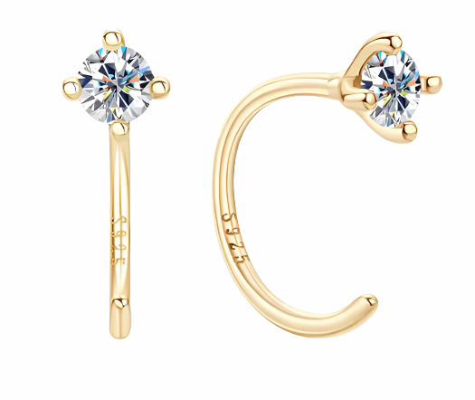 Elegant 925 Silver 3.5MM 0.2CT Moissanite Diamond Hoop Earrings