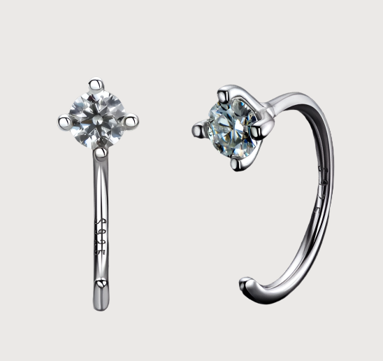 Elegant 925 Silver 3.5MM 0.2CT Moissanite Diamond Hoop Earrings