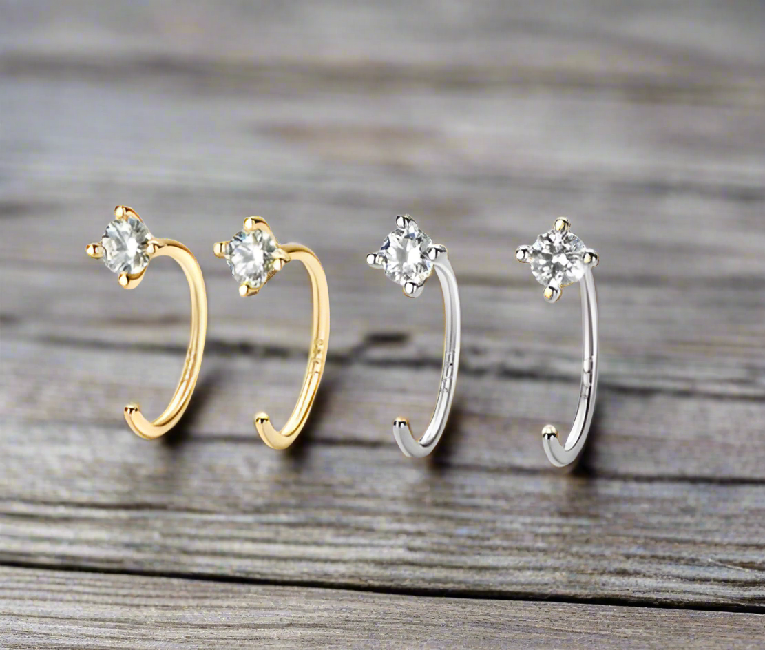 Elegant 925 Silver 3.5MM 0.2CT Moissanite Diamond Hoop Earrings