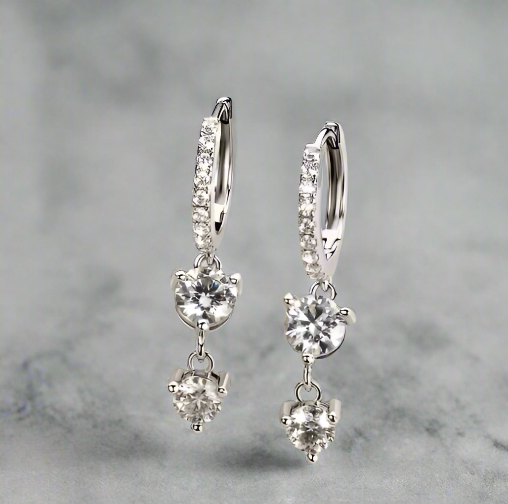 925 Silver 5MM 0.5CT Moissanite Diamond Huggie Earrings