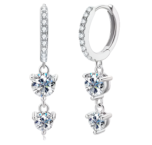 925 Silver 5MM 0.5CT Moissanite Diamond Huggie Earrings