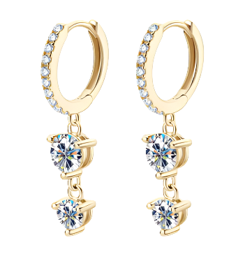 925 Silver 5MM 0.5CT Moissanite Diamond Huggie Earrings