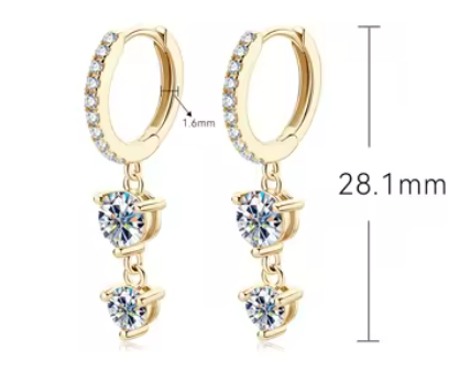 925 Silver 5MM 0.5CT Moissanite Diamond Huggie Earrings