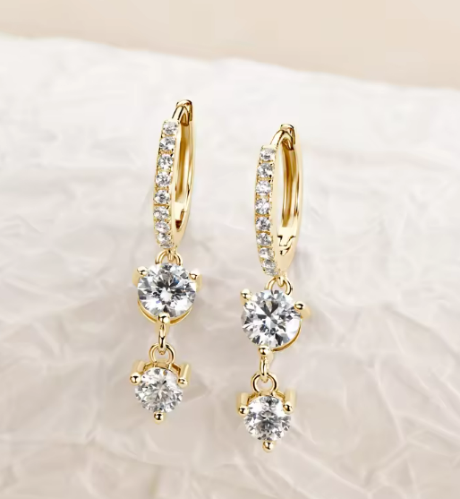 925 Silver 5MM 0.5CT Moissanite Diamond Huggie Earrings