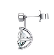 925 Silver 8MM 2CT Moissanite Diamond Two Way Earrings