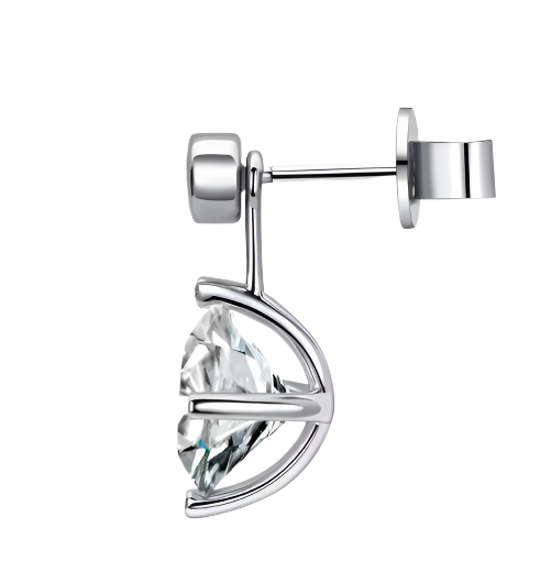 925 Silver 8MM 2CT Moissanite Diamond Two Way Earrings