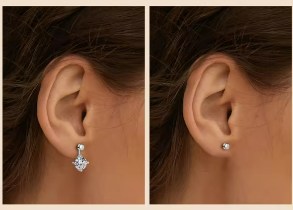 925 Silver 8MM 2CT Moissanite Diamond Two Way Earrings