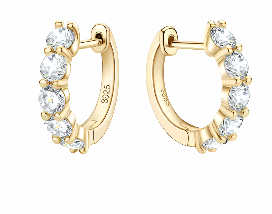 Chic 925 Silver 3.5MM 0.2CT Moissanite Diamond Hoop Earrings