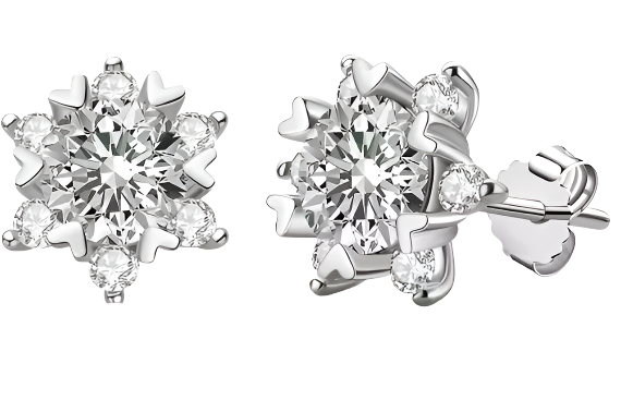 925 Silver 6MM 0.8CT Moissanite Diamond Snowflake Earrings