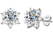 925 Silver 6MM 0.8CT Moissanite Diamond Snowflake Earrings