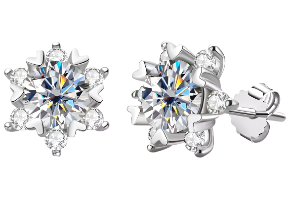 925 Silver 6MM 0.8CT Moissanite Diamond Snowflake Earrings