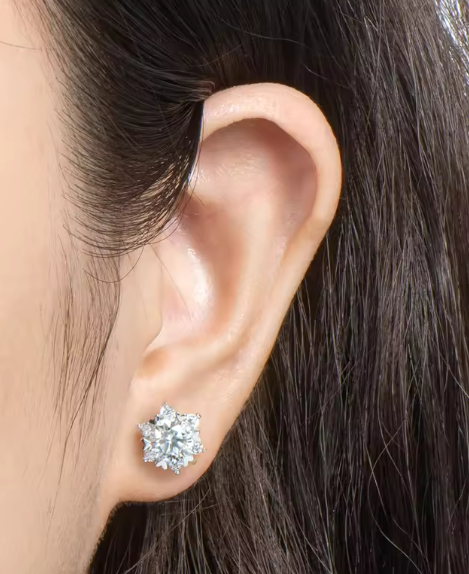 925 Silver 6MM 0.8CT Moissanite Diamond Snowflake Earrings
