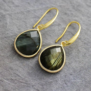 Natural Gemstone Labradorite Teardrop Earrings