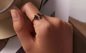 925 Sterling Silver Black Rose Open Ring