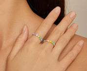 925 Sterling Silver Rainbow Heart Ring