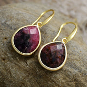 Natural Gemstone Labradorite Teardrop Earrings