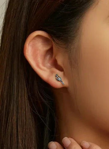 925 Sterling Silver Dainty Birds Earrings