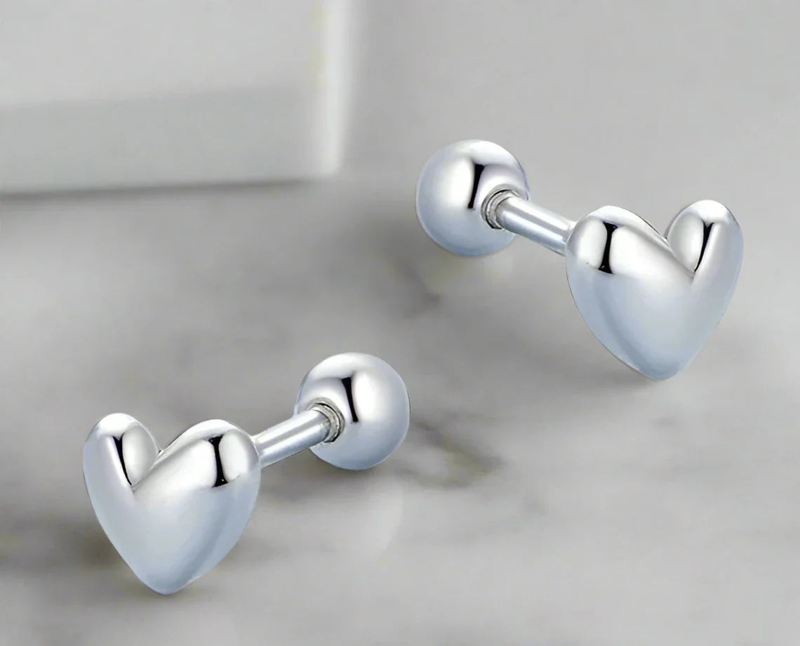 925 Sterling Silver Mini Heart Stud Earrings