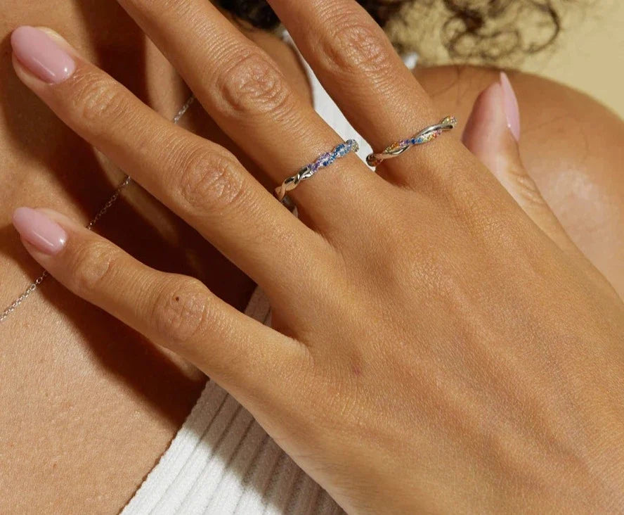 925 Silver Rainbow CZ Rings