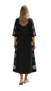 Boho Floral print cotton women Midi dress