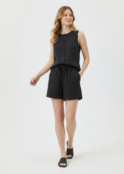 Pure Cotton Sleeveless Button-Down Top and Shorts Co-ord Set for Women Breathable Summer Two-Piece Matching Set