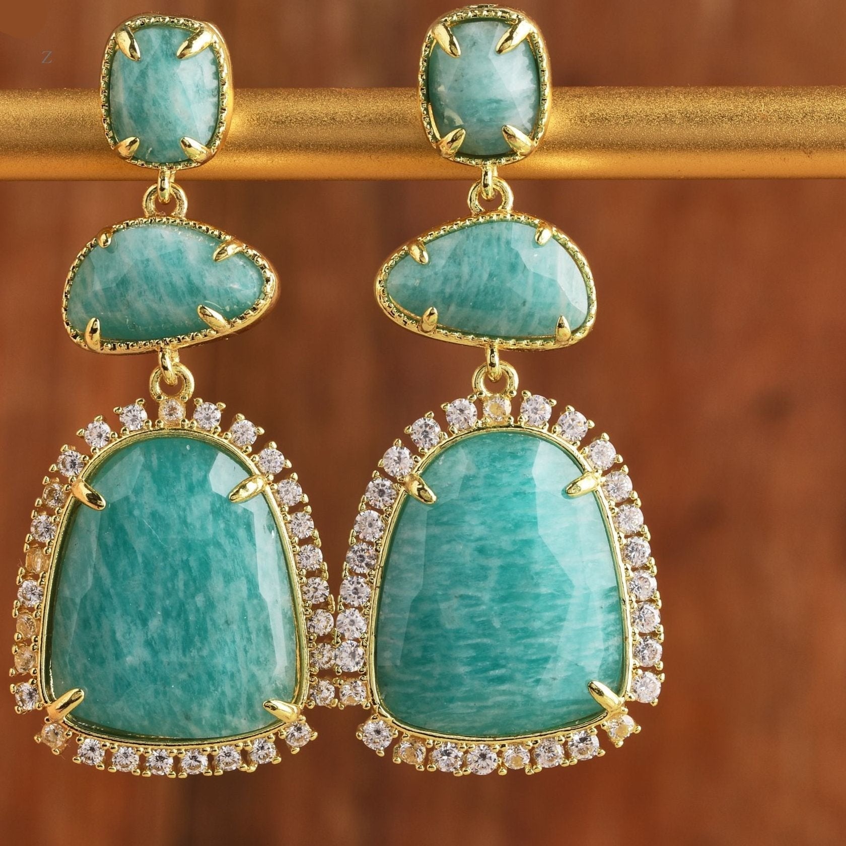 Natural Gemstone Dangle Earrings