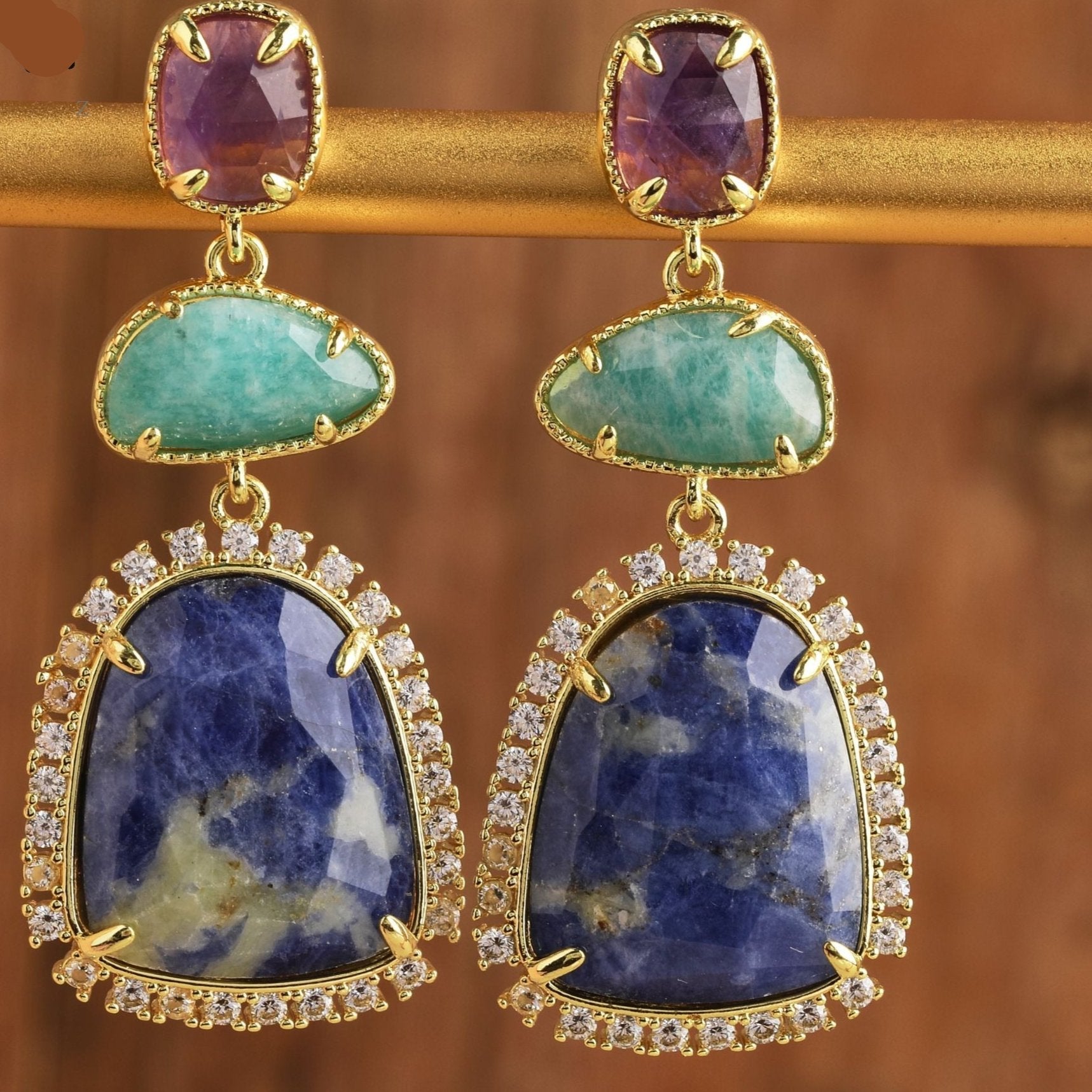 Natural Gemstone Dangle Earrings