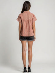 Artisanal handwoven plaid cotton short length shirt out fit of the day
