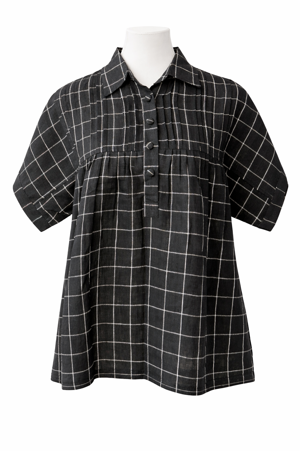 Black and white checkered blouse top trendy girls fashion