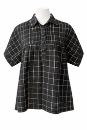 Black and white checkered blouse top trendy girls fashion