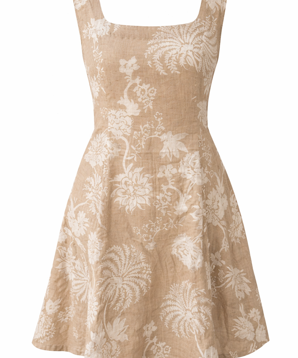 Beige dress with floral pattern best ootd.com