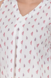 handblock floral print sleeveless a line tunic